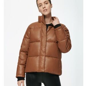 Marc New York Performance Alex Faux Leather Puff Jacket in Brown